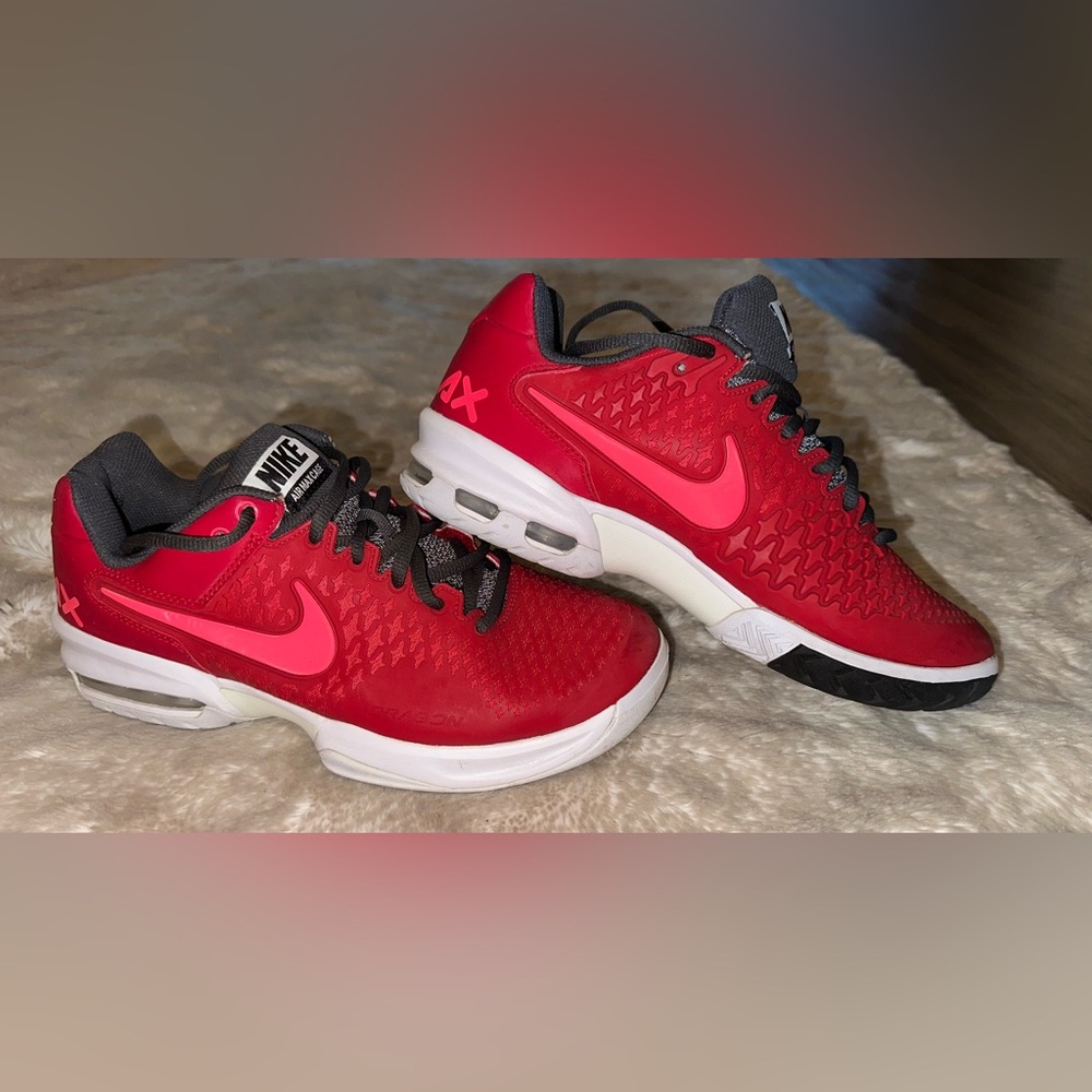 Nike Air Max Cage Red Pink White Low Top Tennis Pickleball Sneaker Men's 7.5